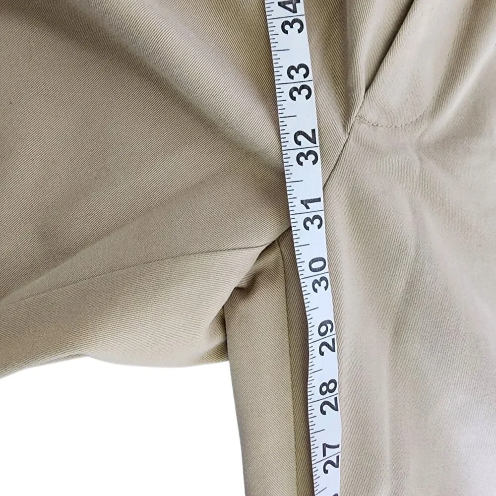 Orvis Khaki Twill Chino Flat Front Pants Mens 40 Wrinkle Free 100% Cotton